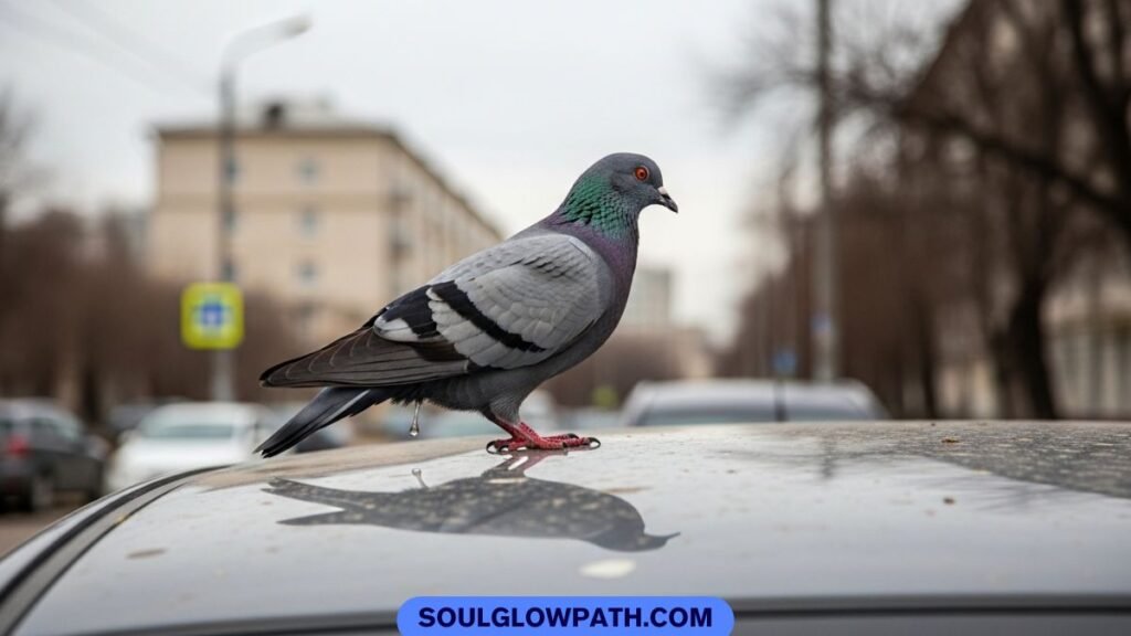 bird sitting on car roof symbolic meaning nature sign
