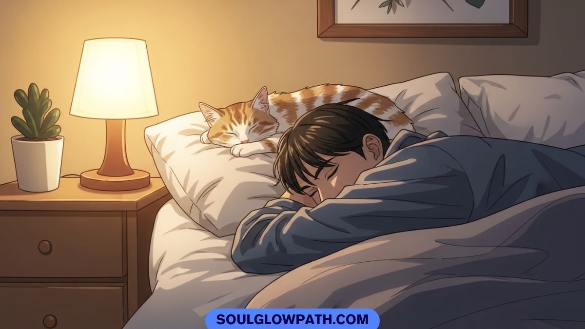 Cat sleeping above my head meaning spiritual showing trust, comfort and protection