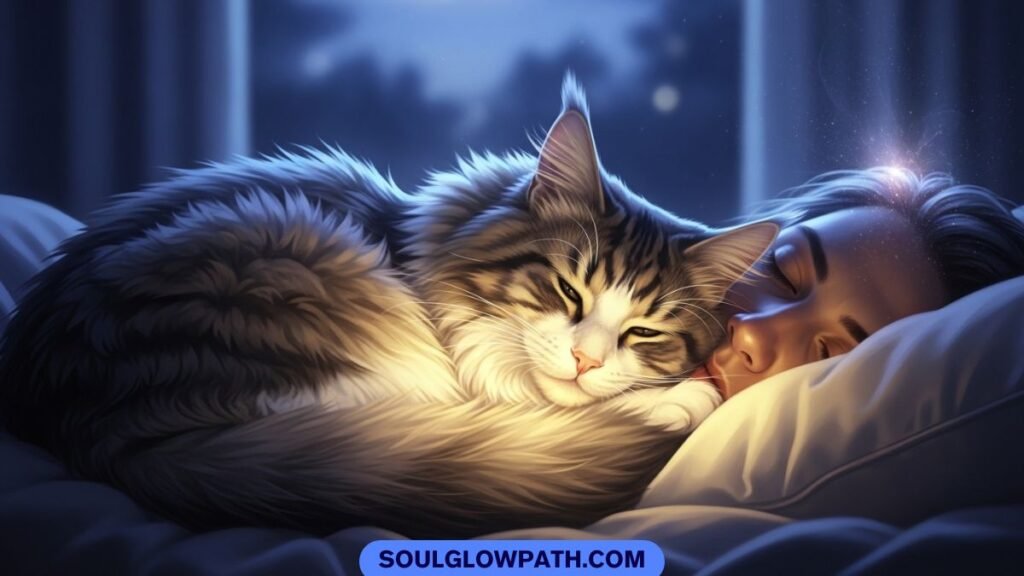 Cat spiritual protection symbolism sleeping above head at night