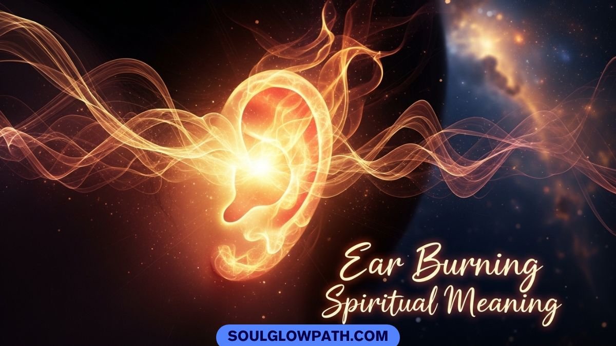 Person with glowing right ear symbolizing ear burning spiritual meaning and positive messages