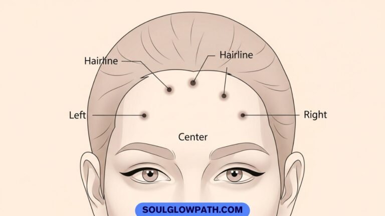 mole on the forehead meaning with different forehead mole positions illustration