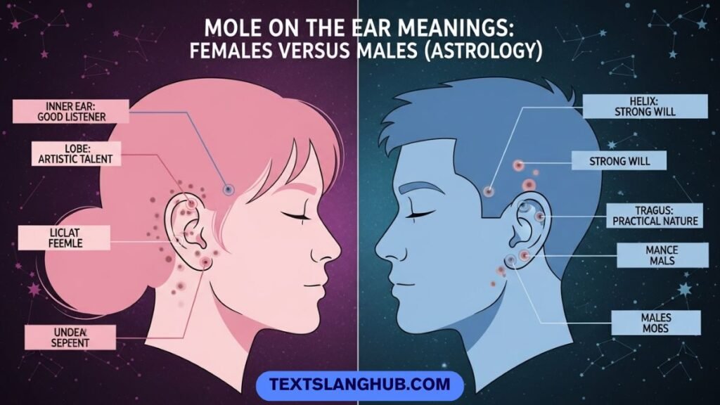 mole on ear for females and males astrology meaning comparison