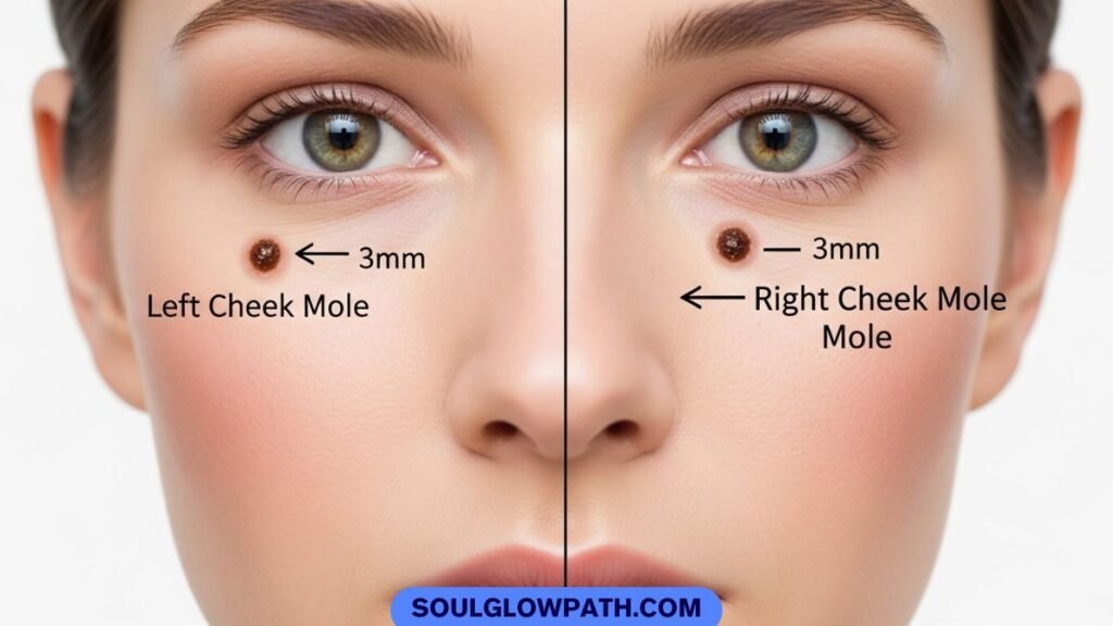 Right cheek mole meaning vs left cheek mole meaning comparison