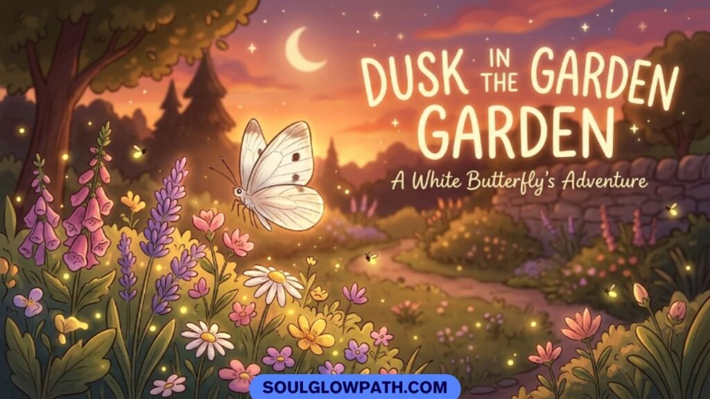 White butterfly at dusk, symbolizing connection to departed loved ones and eternal love
